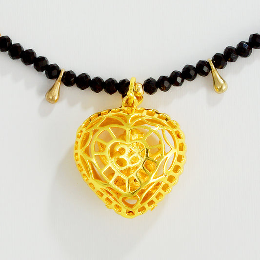 Ganesha & 'Om' Heart Pendant Beaded Necklace