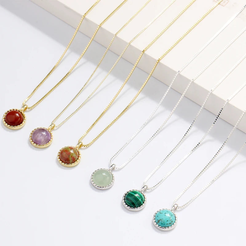 Natural Stone Style & Sterling Silver Pendant Necklaces