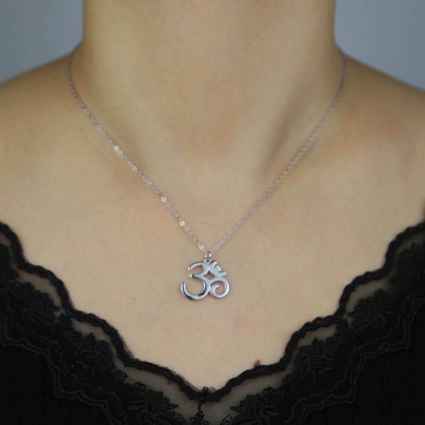 OM Mantra Necklace In Sterling Silver