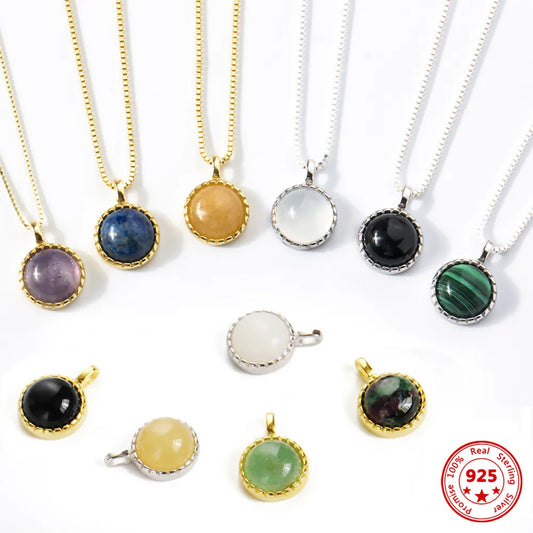 Natural Stone Style & Sterling Silver Pendant Necklaces