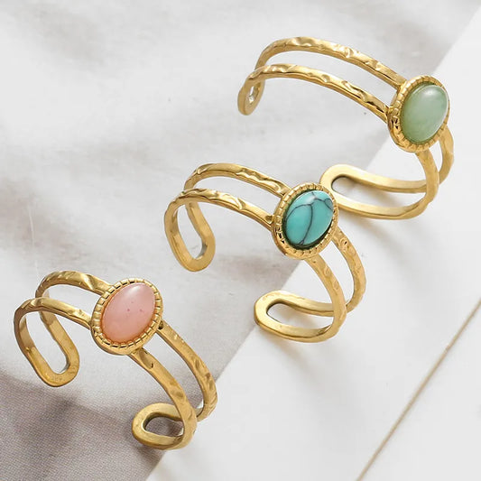 Birthstone Style Gold Adjustable Rings