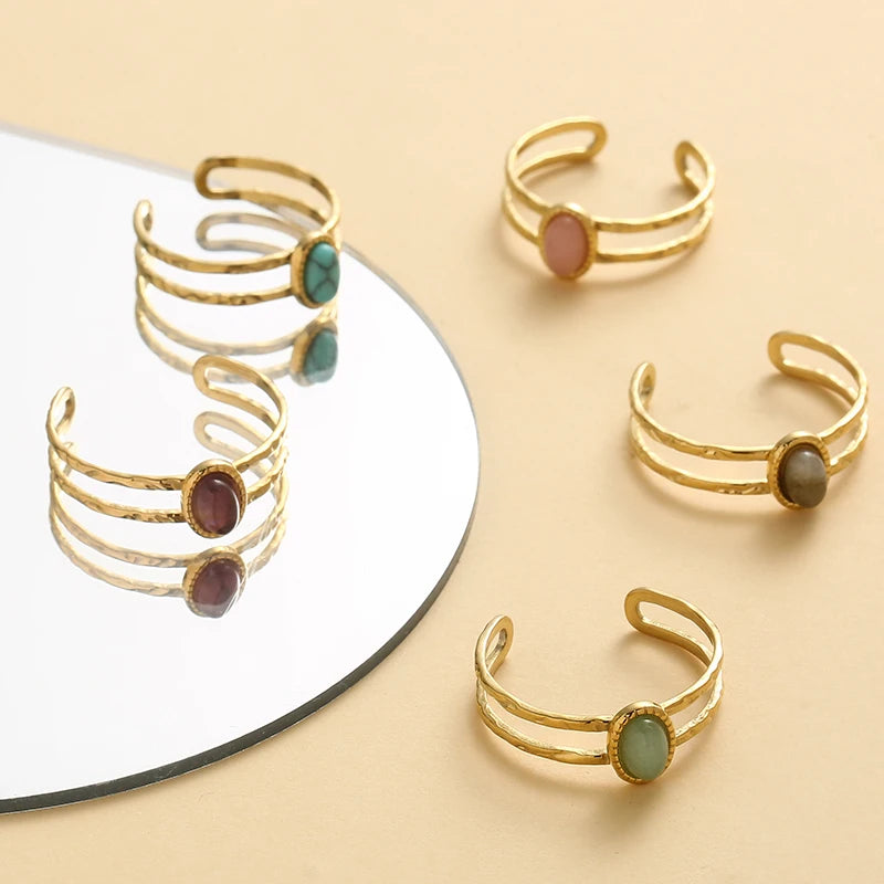Birthstone Style Gold Adjustable Rings