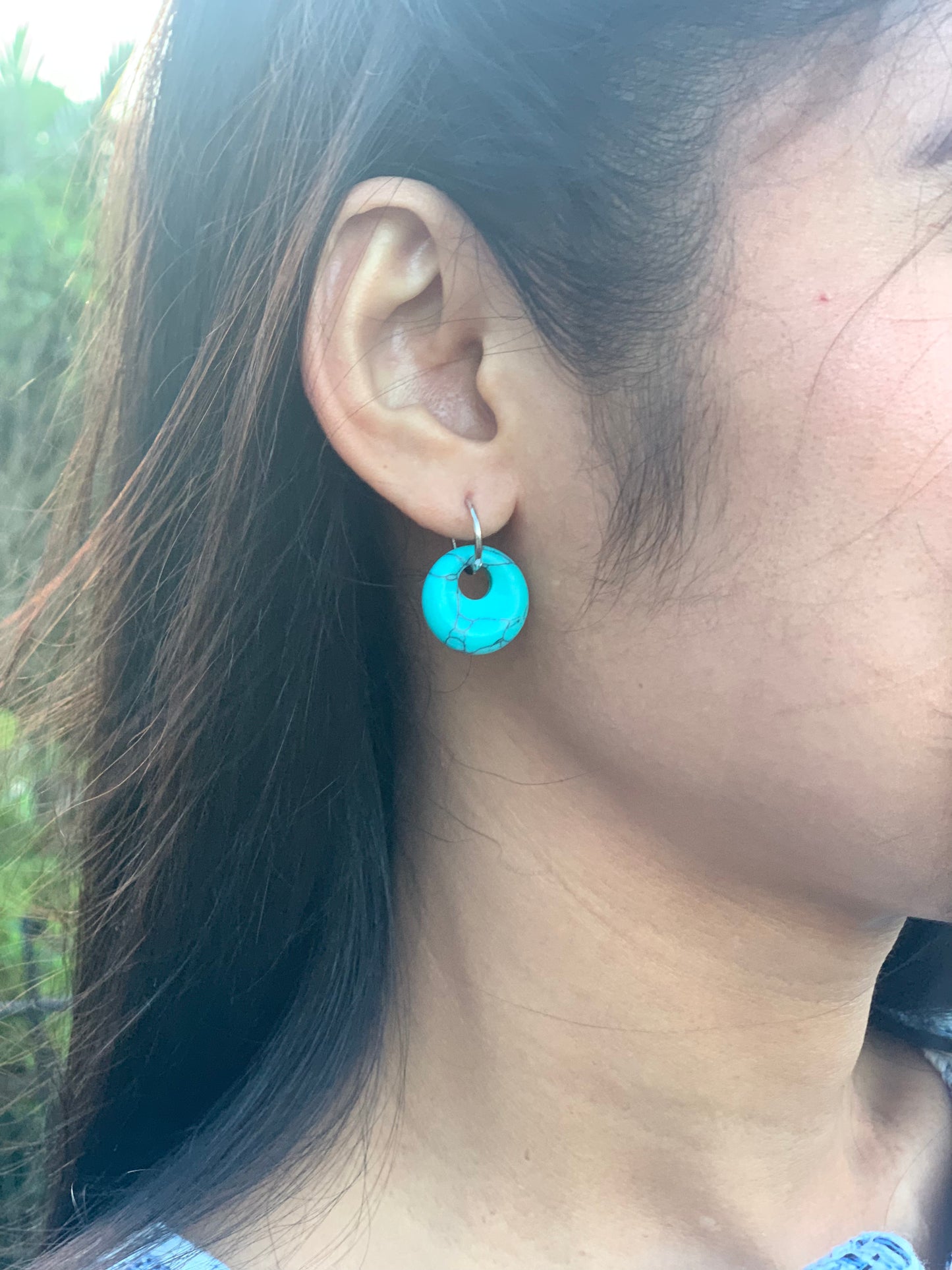 Turquoise Style Sterling Silver Earrings